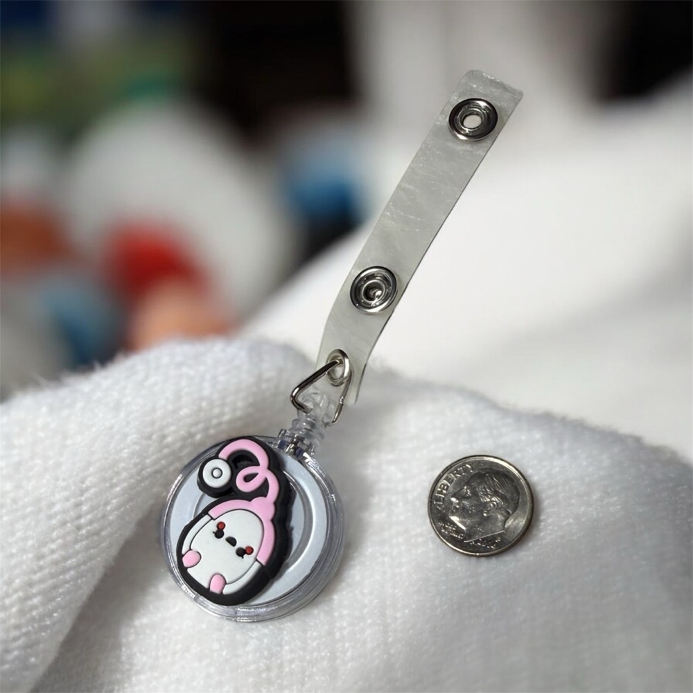Cute Pink Bunny Badge Reel